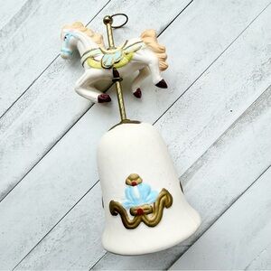 Vintage Hand-Painted Porcelain Carousel Horse Bell Figurine by Princeton Gallery
